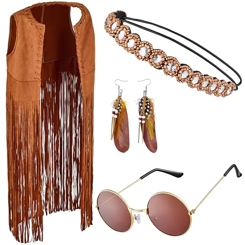 Indianerin Kostüm Set mit Haarband + Brille + Ohrringe (L) von Balinco