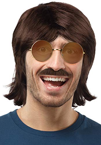 SET mit 80er / 90er Jahre Proll kurze Vokuhila Perücke braun + Brille + Schnauzbart SET mit 80er / 90er Jahre Proll kurze Vokuhila Perücke braun + Brille + Schnauzbart von Balinco