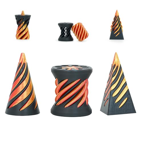 3er Set Pyramiden Fidget Spielzeug Impossible Cone für Erwachsene und Kinder Spiral Kegel Passthrough Skulptur Stressabbau Mini Schreibtischdeko (Schwarz Gold) von Balkwan