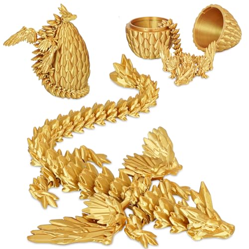 Balkwan Geflügelter Drache im Überraschungsei Lustiges Sammlerspielzeug Geschenk Kinder Erwachsene 3D Gedruckter Fantasiedrache ideal Weihnachten Ostern Geburtstage Feiertagsdeko(Gold, Groß) von Balkwan