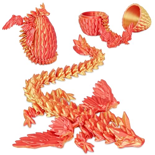 Balkwan Geflügelter Drache im Überraschungsei Lustiges Sammlerspielzeug Geschenk Kinder Erwachsene 3D Gedruckter Fantasiedrache ideal Weihnachten Ostern Geburtstage Feiertagsdeko(Orangerot, Groß) von Balkwan