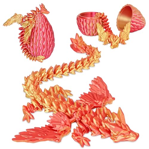 Balkwan Geflügelter Drache im Überraschungsei Lustiges Sammlerspielzeug Geschenk Kinder Erwachsene 3D Gedruckter Fantasiedrache ideal Weihnachten Ostern Geburtstage Feiertagsdeko(Orangerot, Mittel) von Balkwan
