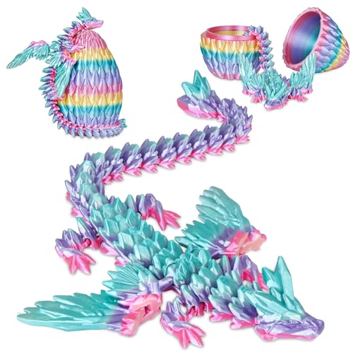 Balkwan Geflügelter Drache im Überraschungsei Lustiges Sammlerspielzeug Geschenk Kinder Erwachsene 3D Gedruckter Fantasiedrache ideal Weihnachten Ostern Geburtstage Feiertagsdeko(Regenbogen, Groß) von Balkwan