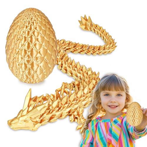 Überraschungs-Drachenei mit Drache im Inneren Geschenke für Kinder und Erwachsene 3D-gedrucktes Fidget-Spielzeug perfekt für Weihnachten Ostern Geburtstage Deko Stressabbau(Gold, Klein) von Balkwan
