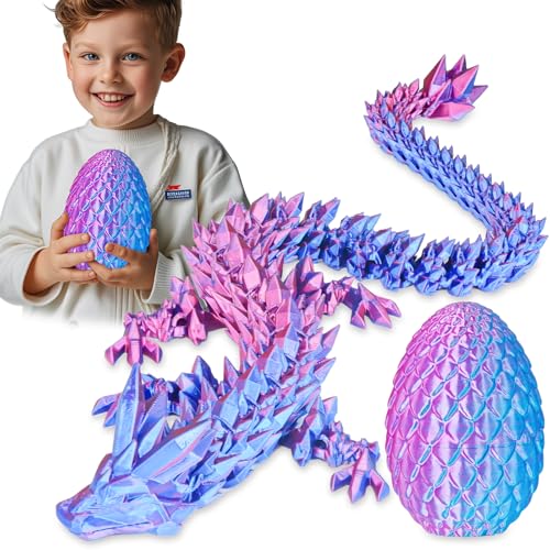 Überraschungs-Drachenei mit Drache im Inneren Geschenke für Kinder und Erwachsene 3D-gedrucktes Fidget-Spielzeug perfekt für Weihnachten Ostern Geburtstage Deko Stressabbau(Lila, Groß) von Balkwan