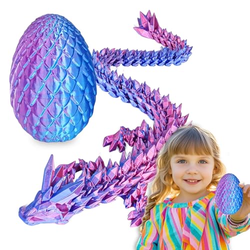 Überraschungs-Drachenei mit Drache im Inneren Geschenke für Kinder und Erwachsene 3D-gedrucktes Fidget-Spielzeug perfekt für Weihnachten Ostern Geburtstage Deko Stressabbau(Lila, Klein) von Balkwan