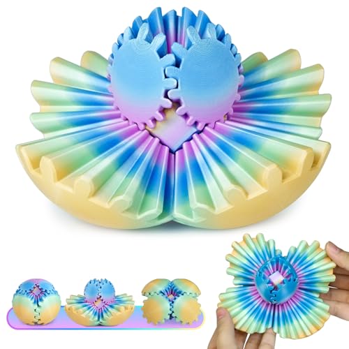 Bunte Fidget Spielzeuge Gear Ball 3D gedruckte Gear Kugel Stressabbau Coole Büro Schreibtisch Gadgets Entspannendes Geschenk Erwachsene Kinder Weihnachten Ostern Geburtstag (Ozean Aurora, 6,5cm) von Balkwan