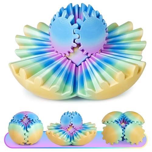 Bunte Fidget Spielzeuge Gear Ball 3D gedruckte Gear Kugel Stressabbau Coole Büro Schreibtisch Gadgets Entspannendes Geschenk Erwachsene Kinder Weihnachten Ostern Geburtstag (Ozean Aurora, 8,5cm) von Balkwan