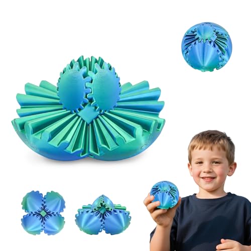 Gear Ball 3D gedrucktes Fidget Spielzeug Drehbare Zahnradkugel Stressabbau Schreibtischspielzeug Erwachsene und Kinder Geschenk für Weihnachten Wichteln (Glänzendes Grün, Durchmesser: 6,5 cm) von Balkwan