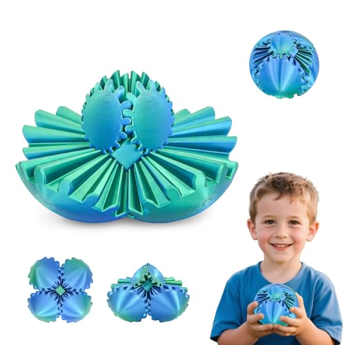 Gear Ball 3D gedrucktes Fidget Spielzeug Drehbare Zahnradkugel Stressabbau Schreibtischspielzeug Erwachsene und Kinder Geschenk für Weihnachten Wichteln (Glänzendes Grün, Durchmesser: 8,5 cm) von Balkwan