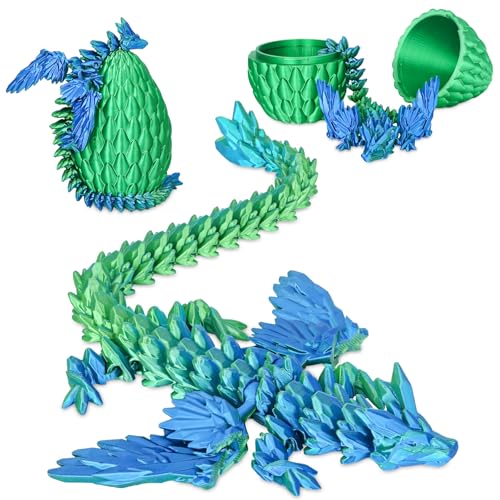 Geflügelter Drache im Überraschungsei Lustiges Sammlerspielzeug Geschenk Kinder Erwachsene 3D gedruckter Fantasiedrache ideal Weihnachten Ostern Geburtstage Feiertagsdeko(Weihnachtsgrün, Groß) von Balkwan