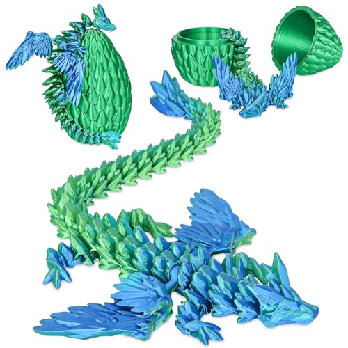 Geflügelter Drache im Überraschungsei Lustiges Sammlerspielzeug Geschenk Kinder Erwachsene 3D gedruckter Fantasiedrache ideal Weihnachten Ostern Geburtstage Feiertagsdeko(Weihnachtsgrün, Mittel) von Balkwan