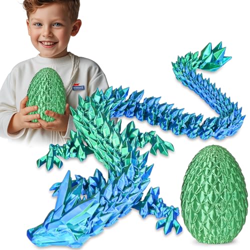 Überraschungs-Drachenei mit Drache im Inneren Geschenke für Kinder und Erwachsene 3D-gedrucktes Fidget-Spielzeug perfekt für Weihnachten Ostern Geburtstage Deko Stressabbau(Weihnachtsgrün, Groß) von Balkwan