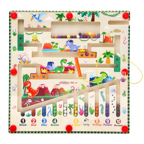 Ballery Magnetisches Farb und Zahlenlabyrinth, Holzspielzeug für Kleinkinder, Lernen, Bildung, Feinmotorik, Jungen Mädchen Montessori Spielzeug für 3,4, 5, 6 Jahre alt Geschenke Geburtstag von Ballery