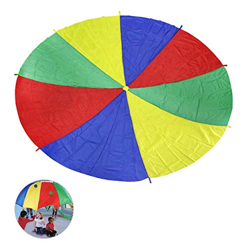 Ballery Schwungtuch, 2M Bunt Fallschirm Fallschirm Spielzeug mit 8 Griffen ideale Aktivität in Innenräumen für Kinder stundenlanges Spiel und Unterhaltung (6 Ft) von Ballery