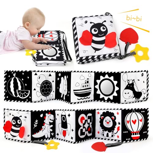 Ballery Sensorisches Spielzeug für Babys, Montessori-Spielzeug für Babys, 0-12 Monate, schwarz-weiß, weiche Bücher, Spielzeug mit Spiegel, doppelseitig, weiche Bücher für Babys, 0 3 6 12 Monate Ballery Sensorisches Spielzeug für Babys, Montessori-Spielzeug für Babys, 0-12 Monate, schwarz-weiß, weiche Bücher, Spielzeug mit Spiegel, doppelseitig, weiche Bücher für Babys, 0 3 6 12 Monate von Ballery