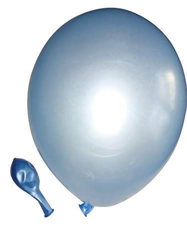50 große Premium Luftballons 100% Bio, Freie Farbwahl 40 Farben 27cm Durchmesser, heliumgeeignet, für Party, Geburtstag, Feiern (metallic hellblau) von Ballonheld