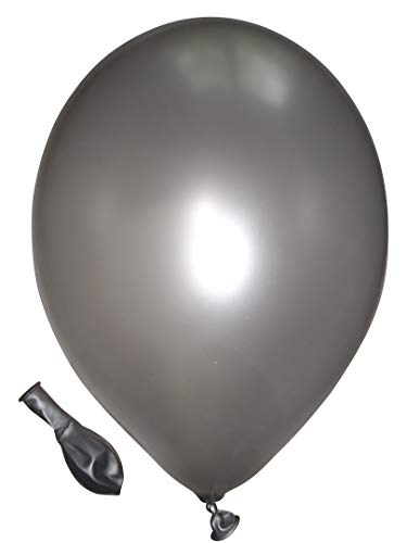 Ballonheld 50 große Premium Luftballons 100% Bio, Freie Farbwahl 40 Farben 27cm Durchmesser, heliumgeeignet, für Party, Geburtstag, Feiern (metallic Silber) von Ballonheld