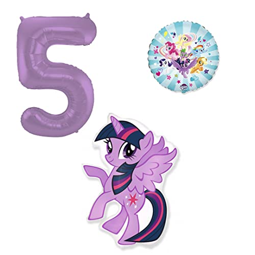 3er Set Twilight Sparkel my little Pony Folienballons - Zahlenballon Lila - Happy Birthday Luftballons - Helium Luftgeeignet von Ballonim