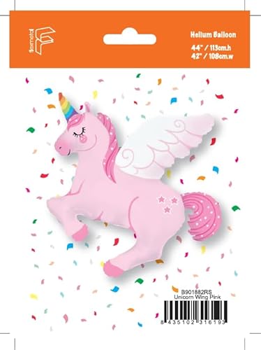 Ballonim® Einhorn rosa mit Flügeln 80 cm Zum Befüllen mit Luft und Helium geeignet Luftballons Folienballon Party DekorationGeburtstag von Ballonim