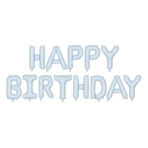 Ballonim® Happy Birthday in hellblau 340 cm x 35 cm Folienballon Party DekorationGeburtstag von PartyDeco