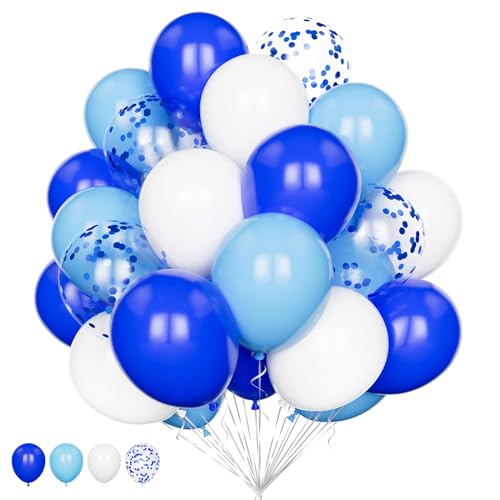 Blaue Luftballons Set, 20Pcs Blau und Weiße Luftballons, 12 Zoll Königs Tief Hell Blaue Konfetti Ballons und Weiße Helium Latex Ballons Pack für Geburtstag Hochzeit Baby Shower Party Deko von Balloon Dance