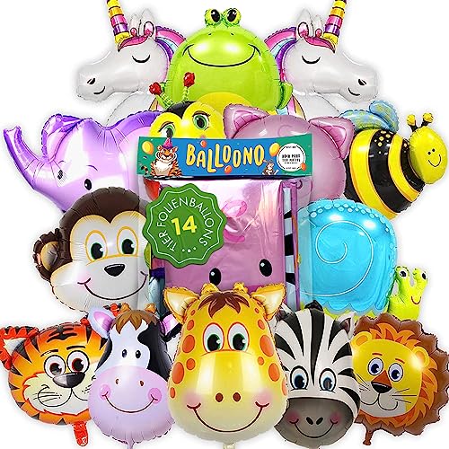 Balloono 14x Süße Tier Helium Ballons - Folienballon für einen unvergesslichen Kindergeburtstag - Tier Helium Luftballons - Nutzbar mit Helium Gasflaschen Balloono 14x Süße Tier Helium Ballons - Folienballon für einen unvergesslichen Kindergeburtstag - Tier Helium Luftballons - Nutzbar mit Helium Gasflaschen von Balloono