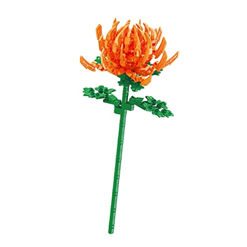 Blumenmodell zum Bauen mit kleinen Bausteinen. Orange Chrysantheme von Balody