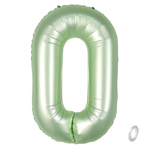 Balorise 40 Zoll Aluminium Luftballon Grün Zahl 0, Helium Unterstützt, Ballon Nummer 0-9, 10-100 (101cm), große Folienballons Dekoration für Geburtstagsfeier, Hochzeit, Jubiläum von Balorise