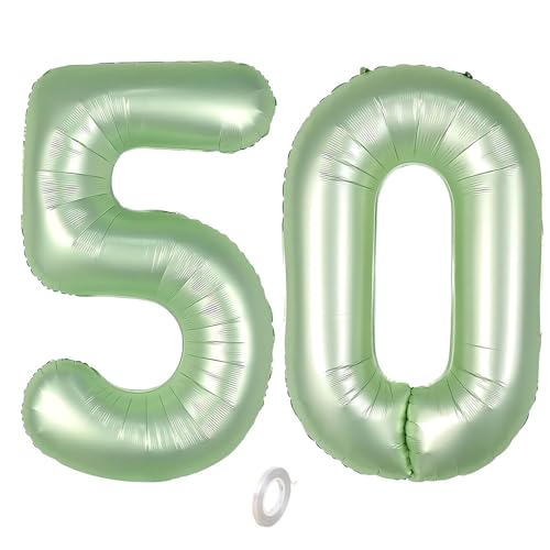 Balorise 40 Zoll Aluminium-Ballon, riesig, Grün, Zahl 50, aufblasbar, Helium, große Zahl 0-9, 10-100 (101 cm), Dekoration für Geburtstagsfeier und Hochzeit von Balorise