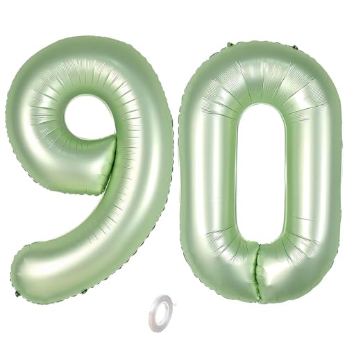 Balorise 40 Zoll Aluminium Luftballon Grün Zahl 90, Helium Unterstützt, Ballon Nummer 0-9, 10-100 (101cm), große Folienballons Dekoration für Geburtstagsfeier, Hochzeit, Jubiläum von Balorise
