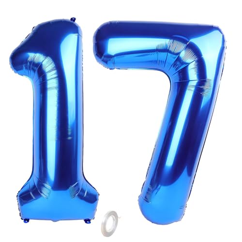 Balorise Riesen-Ballon, Aluminium, Blau, Zahl 17/71, aufblasbar, Helium, große Zahl 0-9, 10-100 (101 cm), Dekoration für Geburtstagsfeier und Hochzeit von Balorise