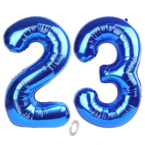 Balorise Riesen-Ballon, Aluminium, Blau, Zahl 23/32, aufblasbar, Helium, große Zahl 0-9, 10-100 (101 cm), Dekoration für Geburtstagsfeier und Hochzeit von Balorise