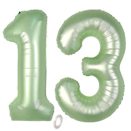 Balorise 40 Zoll Aluminium Luftballon Grün Zahl 13/31, Helium Unterstützt, Ballon Nummer 0-9, 10-100 (101cm), große Folienballons Dekoration für Geburtstagsfeier, Hochzeit, Jubiläum von Balorise