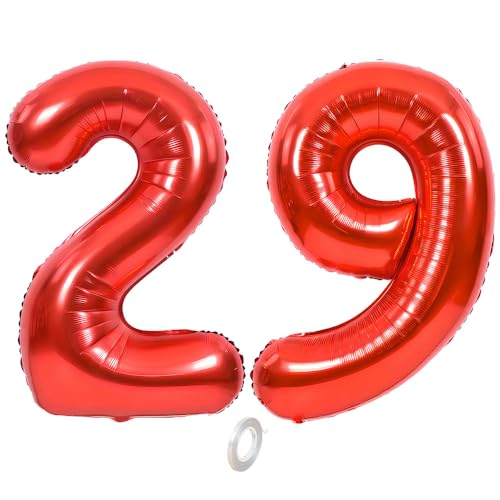 Balorise Riesige Aluminium-Luftballon, Rot, Zahl 29/92, aufblasbar, Helium, große Zahl 0-9, 10-100 (101 cm), Dekoration für Geburtstagsfeier und Hochzeit von Balorise