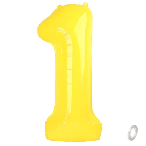 Balorise 40 Zoll Aluminium Luftballon Gelb Zahl 1, Helium Unterstützt, Ballon Nummer 0-9, 10-100 (101cm), große Folienballons Dekoration für Geburtstagsfeier, Hochzeit, Jubiläum von Balorise