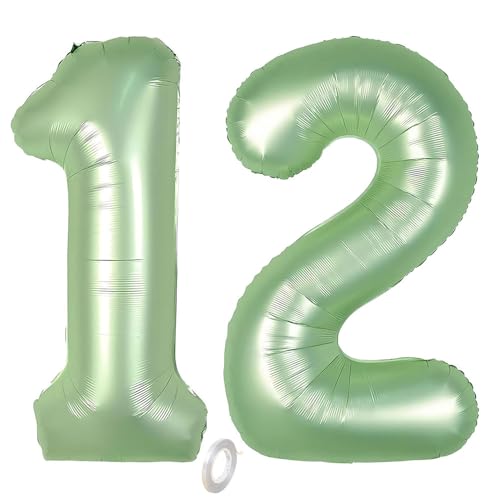 Balorise Riesige Aluminium-Luftballons, 40 Zoll, Grün, Zahl 12/21, aufblasbar, Helium, große Zahl 0-9, 10-100 (101 cm), Dekoration für Geburtstagsfeier und Hochzeit von Balorise