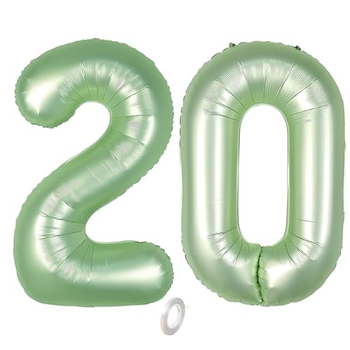 Balorise Riesige Aluminium-Luftballons, 40 Zoll, Grün, Zahl 20, aufblasbar, Helium, große Zahl 0-9, 10-100 (101 cm), Dekoration für Geburtstagsfeier und Hochzeit von Balorise