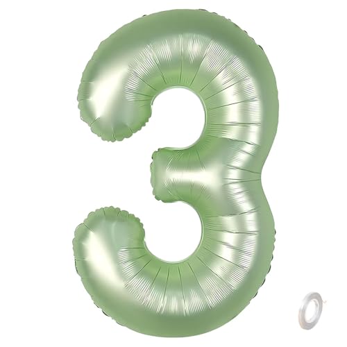 Balorise Riesige Aluminium-Luftballons, 40 Zoll, Grün, Zahl 3, aufblasbar, Helium, große Zahl 0-9, 10-100 (101 cm), Dekoration für Geburtstagsfeier und Hochzeit von Balorise