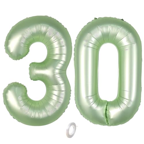Balorise Riesige Aluminium-Luftballons, 40 Zoll, Grün, Zahl 30, aufblasbar, Helium, große Zahl 0-9, 10-100 (101 cm), Dekoration für Geburtstagsfeier und Hochzeit von Balorise