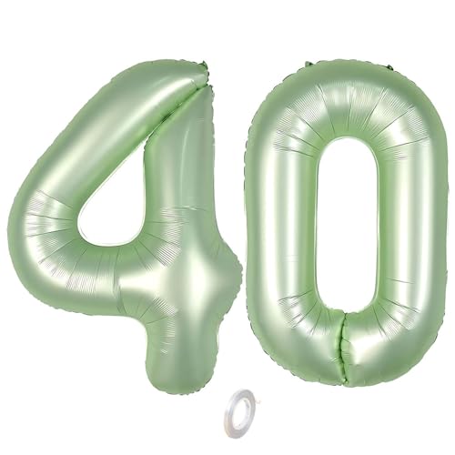 Balorise Riesige Aluminium-Luftballons, 40 Zoll, Grün, Zahl 40, aufblasbar, Helium, große Zahl 0-9, 10-100 (101 cm), Dekoration für Geburtstagsfeier und Hochzeit von Balorise