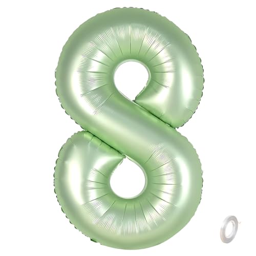 Balorise 40 Zoll Aluminium Luftballon Grün Zahl 8, Helium Unterstützt, Ballon Nummer 0-9, 10-100 (101cm), große Folienballons Dekoration für Geburtstagsfeier, Hochzeit, Jubiläum von Balorise