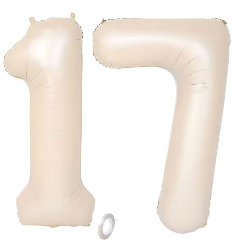Balorise Riesige Aluminium-Luftballons, 40 Zoll, Weiß, Zahl 17/71, aufblasbar, Helium, große Zahl 0-9, 10-100 (101 cm), Dekoration für Geburtstagsfeier und Hochzeit von Balorise