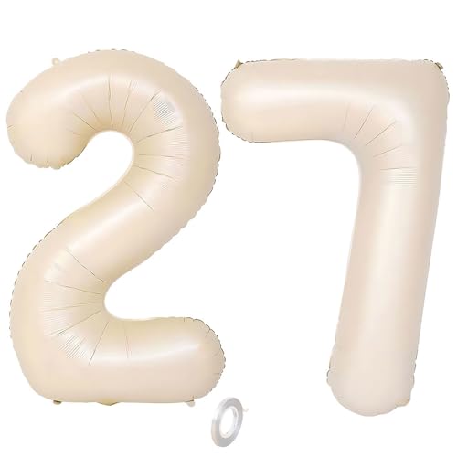 Balorise Riesige Aluminium-Luftballons, 40 Zoll, Weiß, Zahl 27/72, aufblasbar, Helium, große Zahl 0-9, 10-100 (101 cm), Dekoration für Geburtstagsfeier und Hochzeit von Balorise