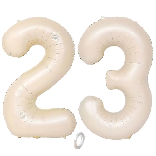 Balorise Riesige Aluminium-Luftballons, 40 Zoll, beige, Zahl 23/32, aufblasbar, Helium, große Zahl 0-9, 10-100 (101 cm), Dekoration für Geburtstagsfeier und Hochzeit von Balorise