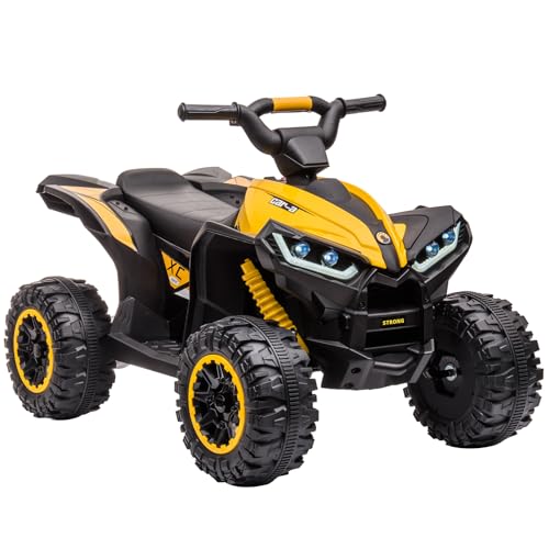 12 V Elektrisches Quad für Kinder, Elektroauto Kinder ATV mit Musik, Hupe, LED-Scheinwerfer, 83 x 53 x 56 cm, für 3+ Jahre (Gelb) von Baloveby