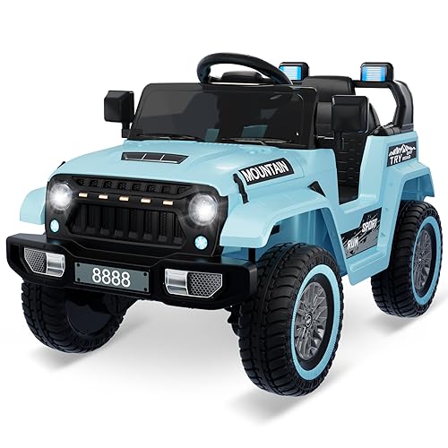 Elektroauto für Kinder 12V, Kinderauto Mit 2,4G-Fernbedienung, Elektroauto Mit Bluetooth, Musik, Hupe Und Scheinwerfer, 3-6,5 Km/h, Kinderfahrzeug Elektrisch für Kinder Von 3-8 Jahren (Blau) von Baloveby
