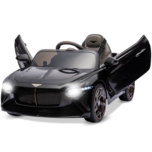 Elektroauto für Kinder, 12 V, lizenziert von Bentley Bacalar. Elektrofahrzeuge mit Kindersicherung, Scherentür, Federung, 3 Geschwindigkeiten, LED-Leuchten, Hupe (Noir) von Baloveby