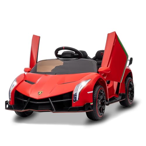 Kinder Elektroauto, 12V Lizenziertes Lamborghini Venono Elektroauto Mit Fernbedienung, Scherentür, 3 Geschwindigkeiten, Led-Scheinwerfer, Schaukeln Und Musik, Elektroauto Kinder Ab 3 Jahre, Rot Kinder Elektroauto, 12V Lizenziertes Lamborghini Venono Elektroauto Mit Fernbedienung, Scherentür, 3 Geschwindigkeiten, Led-Scheinwerfer, Schaukeln Und Musik, Elektroauto Kinder Ab 3 Jahre, Rot von Baloveby