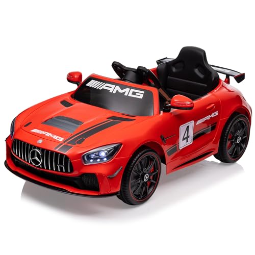 Kinderauto mit Fernbedienung, lizenzierte Benz AMG Elektrofahrzeuge 12 V, batteriebetriebener Sportwagen, Audiosystem, LED-Scheinwerfer, für Kinder, rot von Baloveby